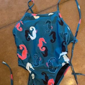Jolyn Seahorse Tie-Back Onesie